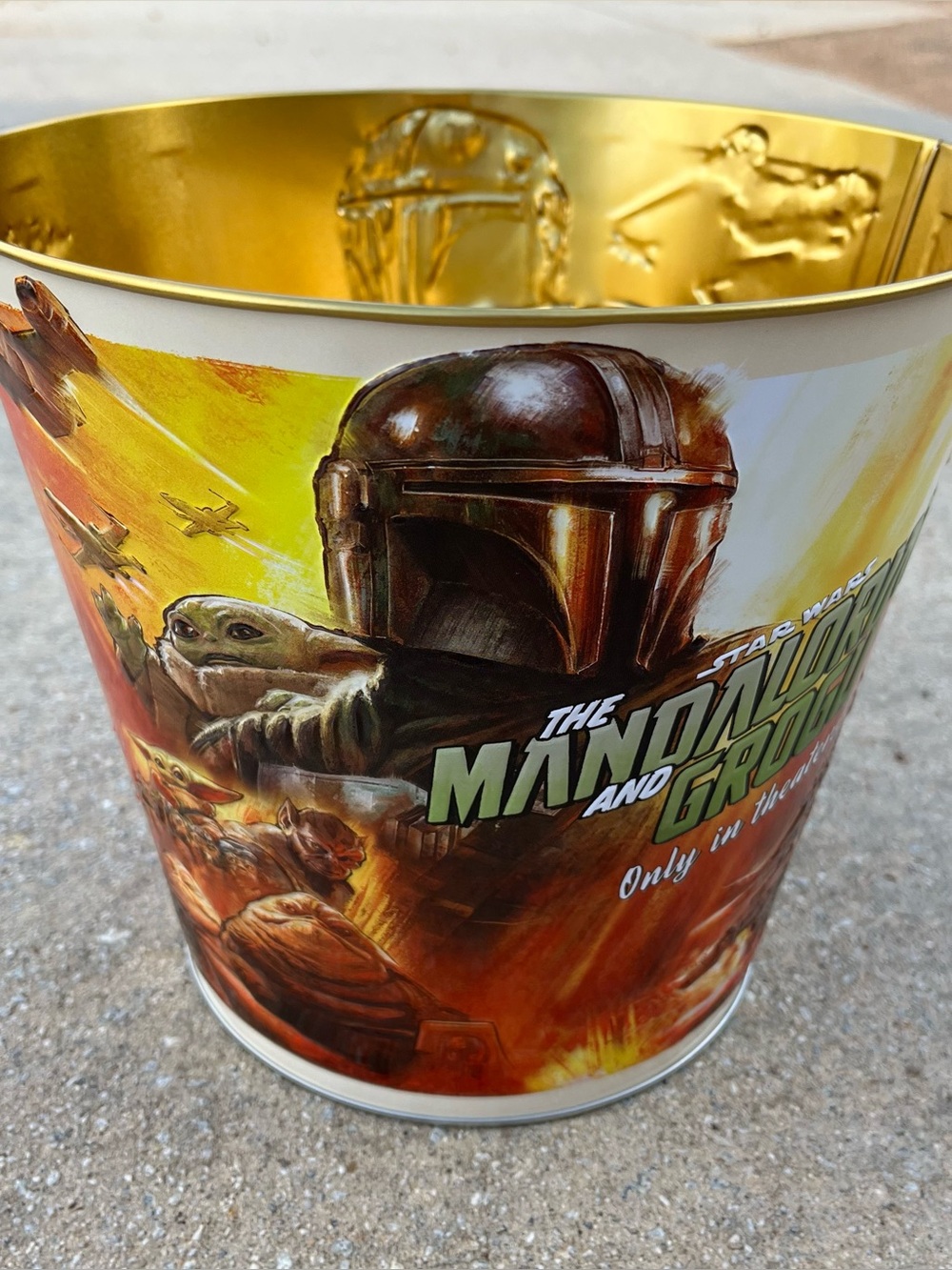 Star Wars Mandalorian and Grogu movie popcorn bucket tin